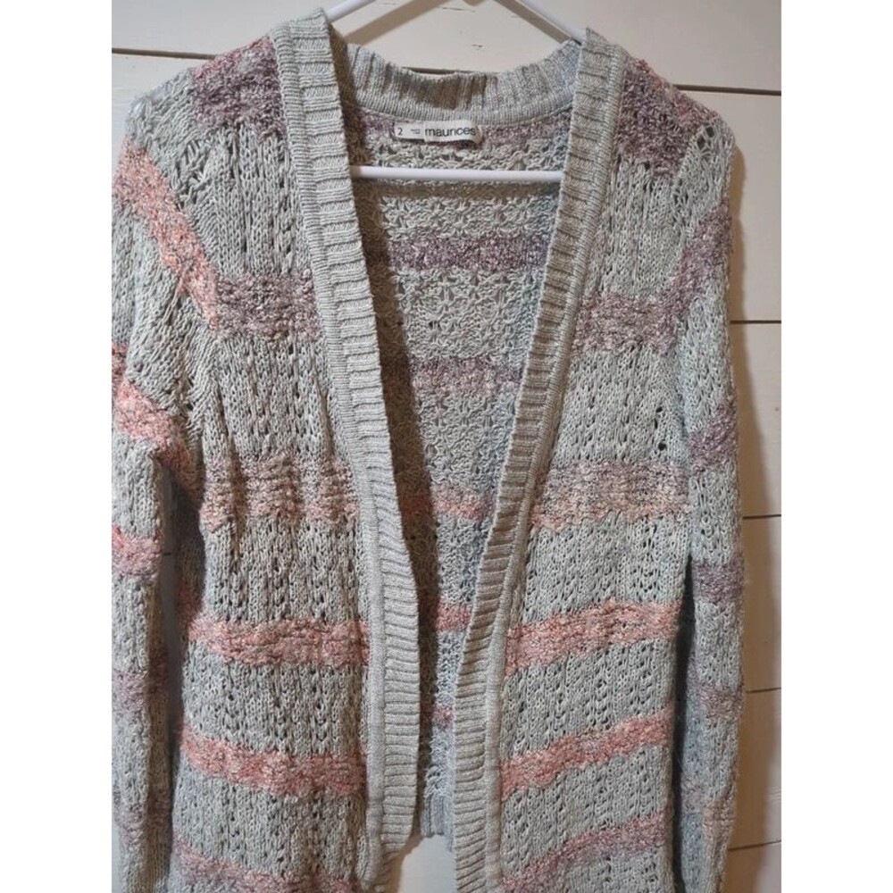 Maurices 2x gray silver sparkle pink purple ombre cotton blend sweater cardigan